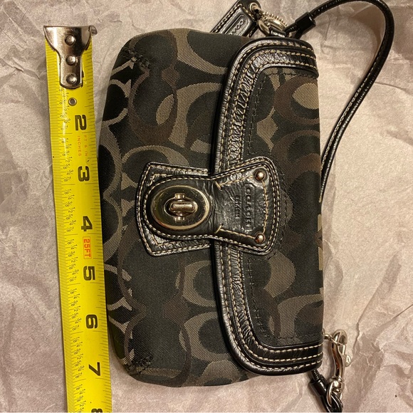 Coach Signature Black Nylon/Leather Wristlet - Picture 5 of 7